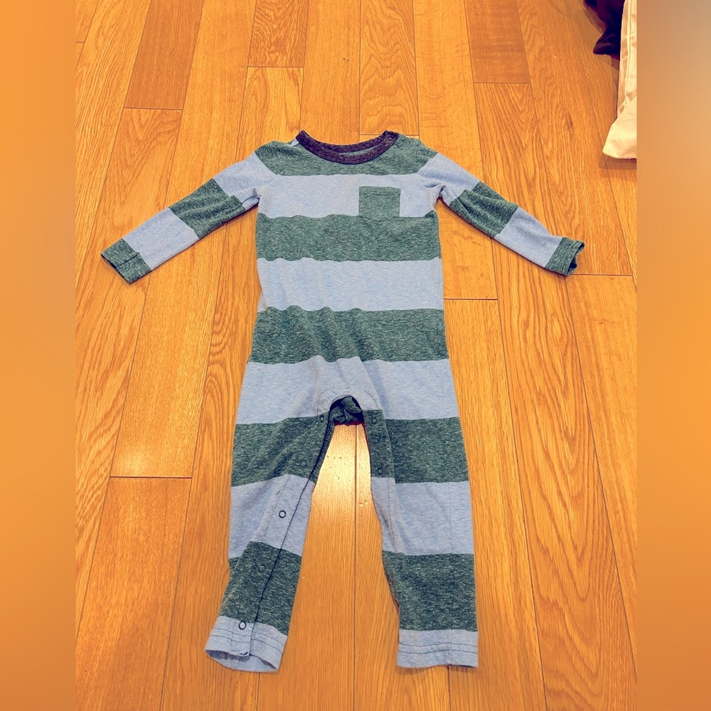 Primary Organic Onsie - blue stripe